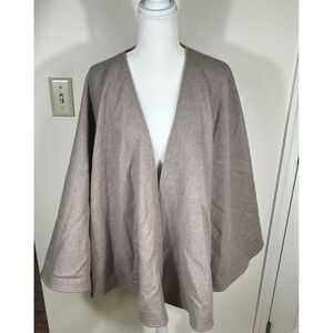 Ann Taylor Wool Cape Poncho Women's Brown Wrap Shawl Layering Neutral Minimalist